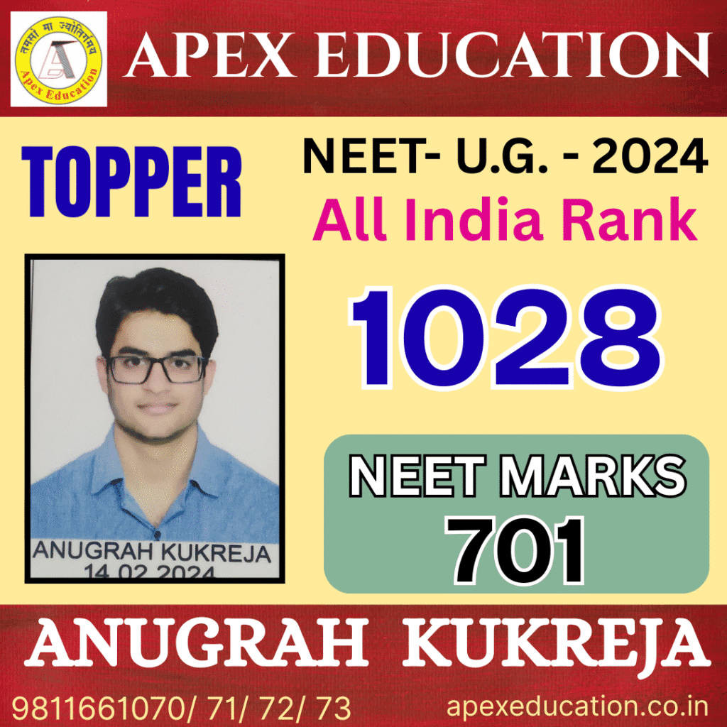 Result card of anugrah Kukreja in NEET